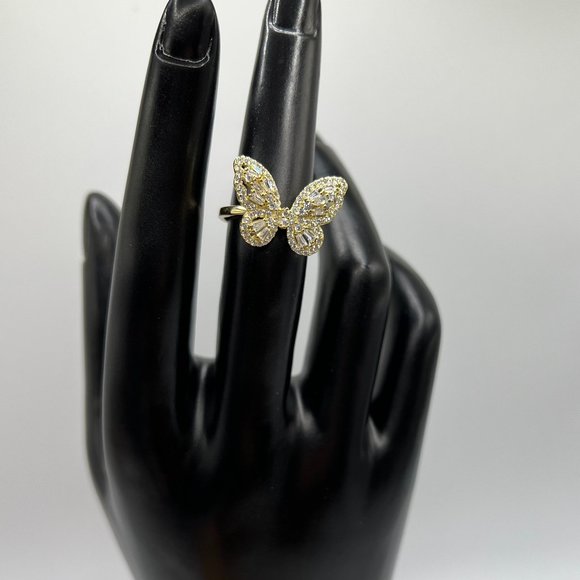 Silver/Gold Diamond Baguette Butterfly Ring - size 6-10 available! - Picture 8 of 8